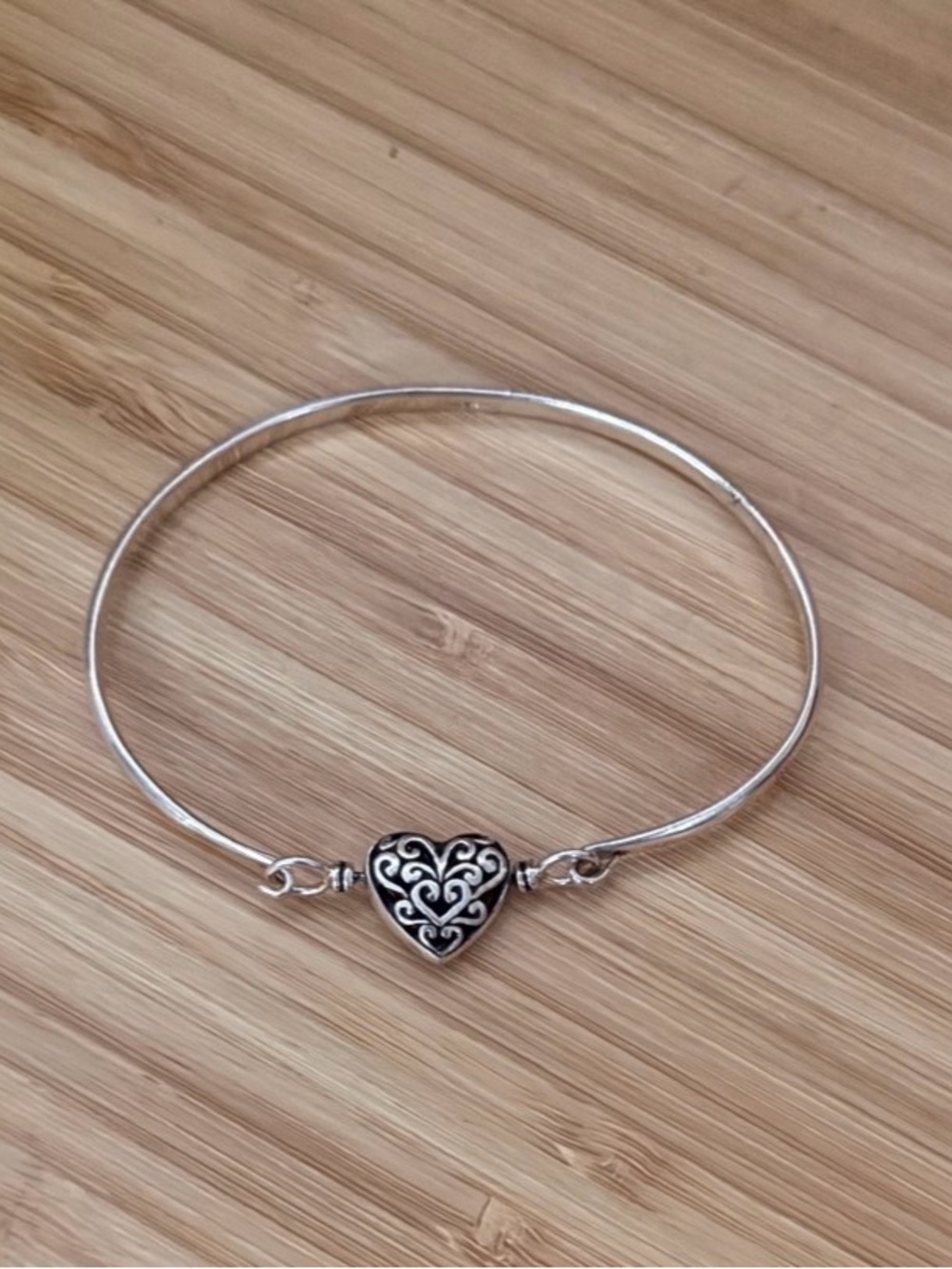 Sterling Silver Bali Heart Filigree Bracelet - Silver